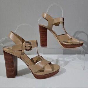 Michael Kors Beige Strappy Block Heels